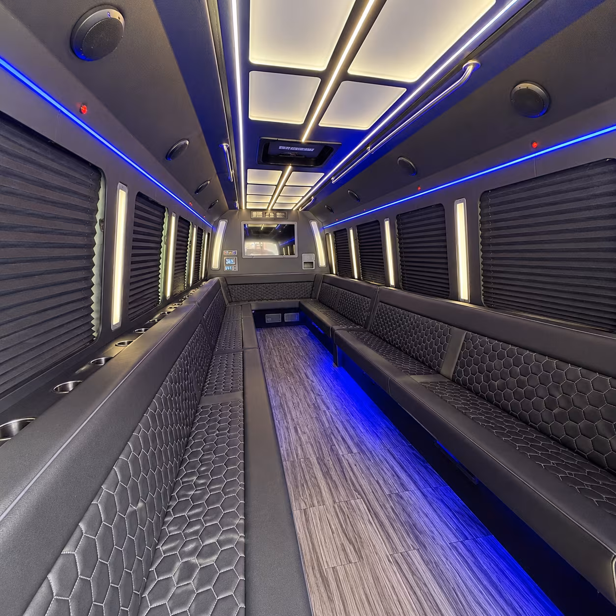 santa monica 30 passenger party bus interior