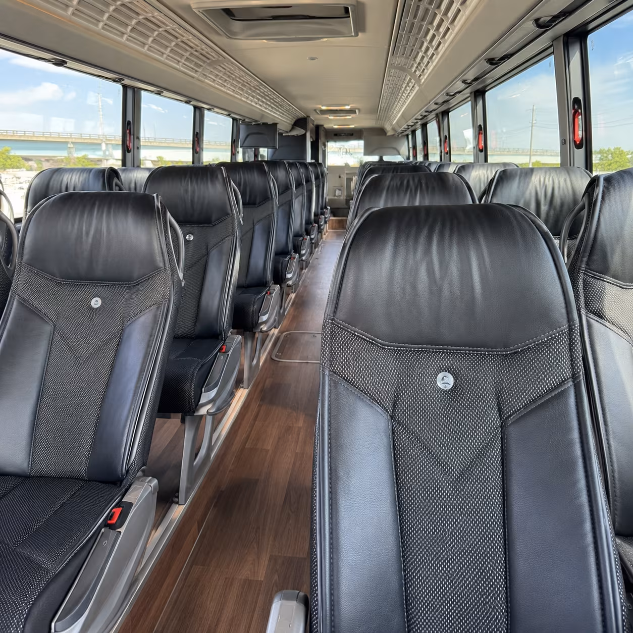 santa monica 56 passenger charter bus inside