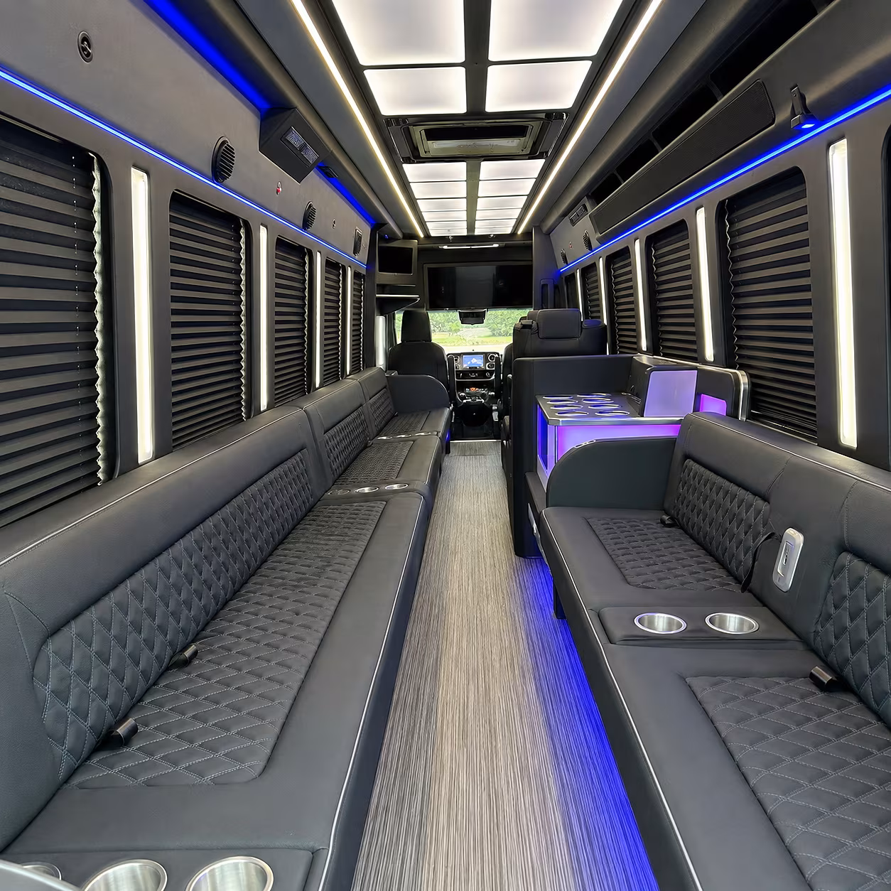 santa monica party bus rental interior